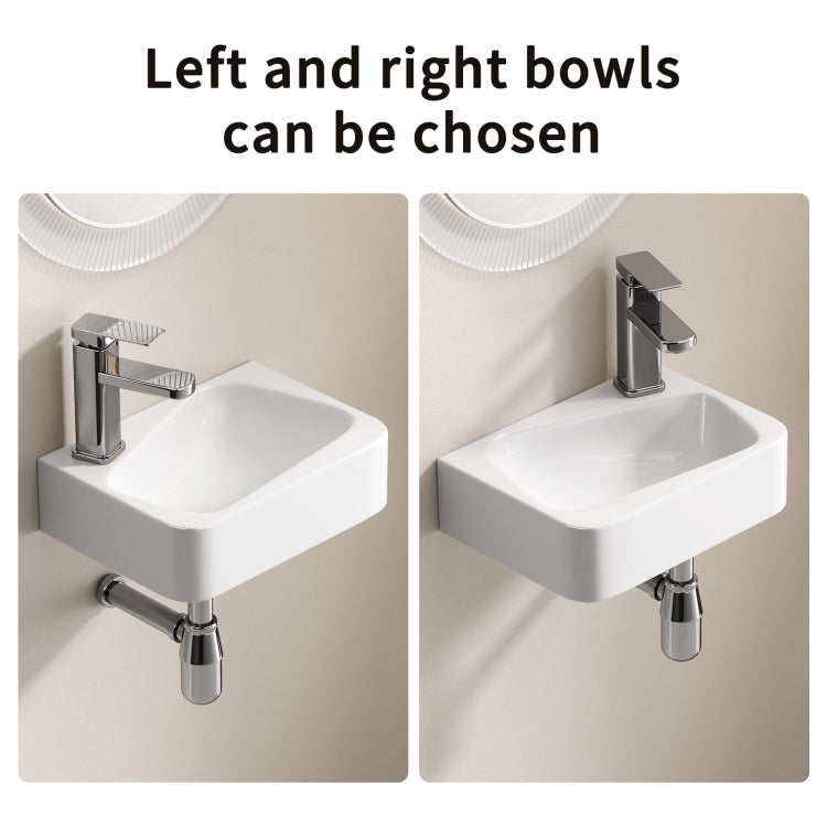 Floating Bathroom Sink Wall Mounted Rectangle Vessel Sink 14" X 10" Small Modern Bathroom Wall Hung Sink White Porcelain Ceramic Vessel Vanity Sink With Faucet &Drain