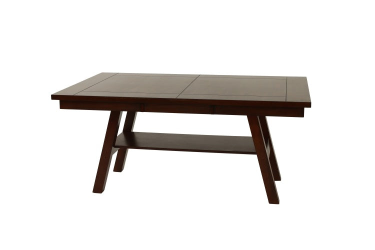 Dining Table Rectangle Dining Table W Shelve 1Pc Table Only Rubber Wood Dark Walnut Finish Dining Room Furniture