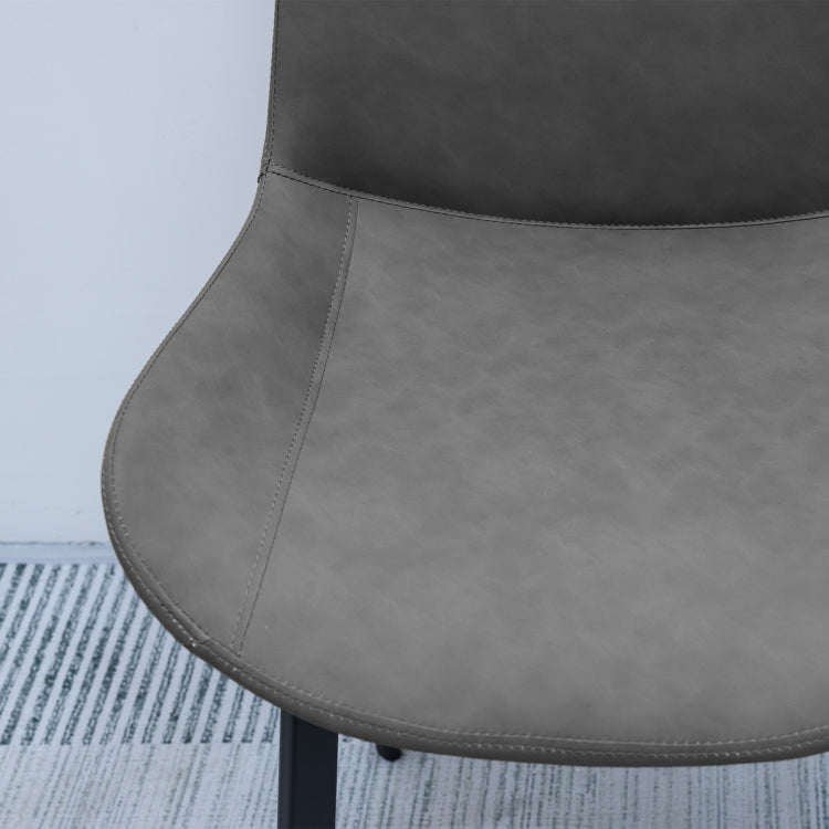Grey Pu Leather Dining Chair With Metal Legs, Modern Upholstered Chair Set Of 4 For Kitchen, Restaurant, Living, Meeting Room