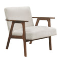 Modern Home Furniture Beige Fabric Upholstery 1Pc Accent Chair Brown Finish Solid Rubberwood Contemporary Cushion Seat