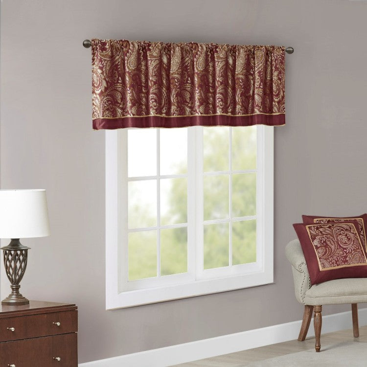Jacquard Window Valance Burgundy 50X18"