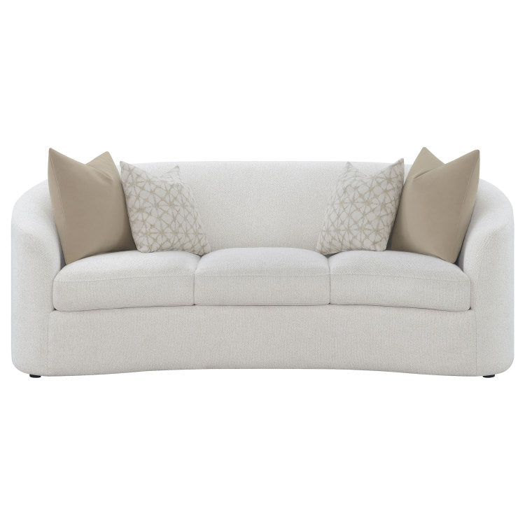 Rory Latte Sloped Arms Sofa With Pillows