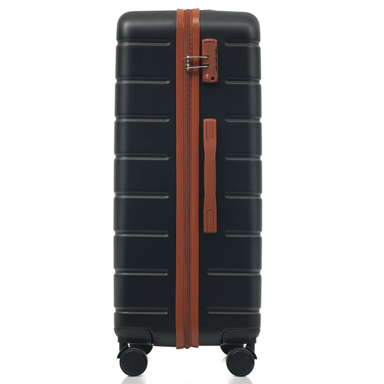 Premium Abs Travel Luggage Set , 3 Piece Tsa Lock Suitcase Ensemble With 20, 24, And 28 Inch Sizes With 360 Spinner Wheels, Black And Brown