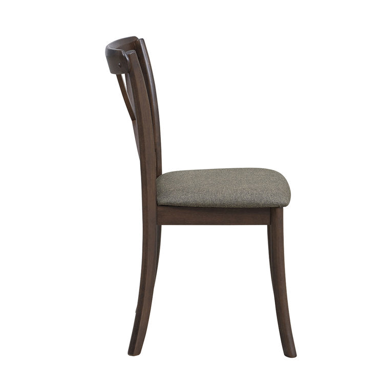 Wooden X Back Dining Chairs Set Of 2, Modern Fabric Upholstered Kitchen Side 2Pc Chairs, Cross Back Rubber Wood Farmhouse Dining Room Chair,Dark Brown