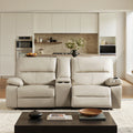 Malibu 79" Modern Power Motion 3 Piece Reclining Loveseat Sofa With Cup Holders, Cream Taupe Beige