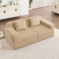 Modular 2 Seat Loveseat Boneless Sofa, Cloud Sectional Couch With Deep Seat, Modern Modular 2 Seat Sofa Couch With Throw Pillows Corduroy Fabric Camel