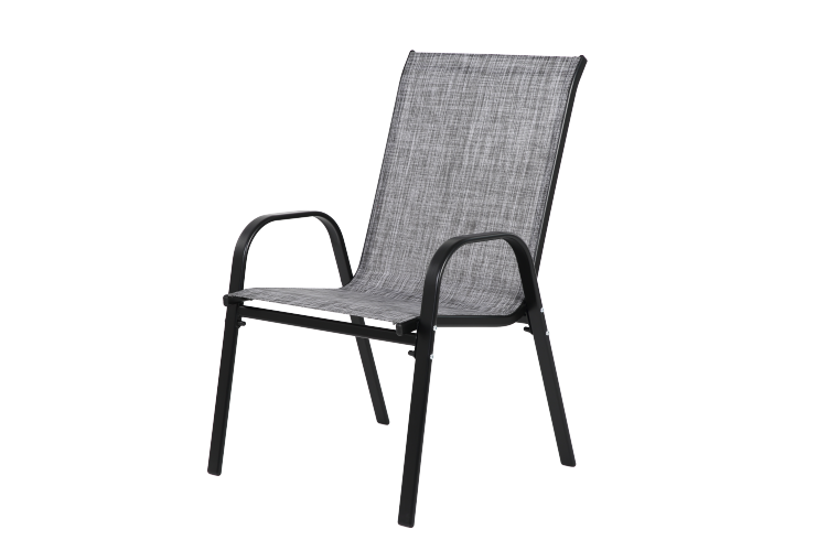 4 Piece Patio Chairs, Outdoor Camping Chairs With Textilene Fabric, Set Of 2 Garden Chairs With Armrest High Backrest For Garden Patio Pool Beach Yard Space Saving Grey