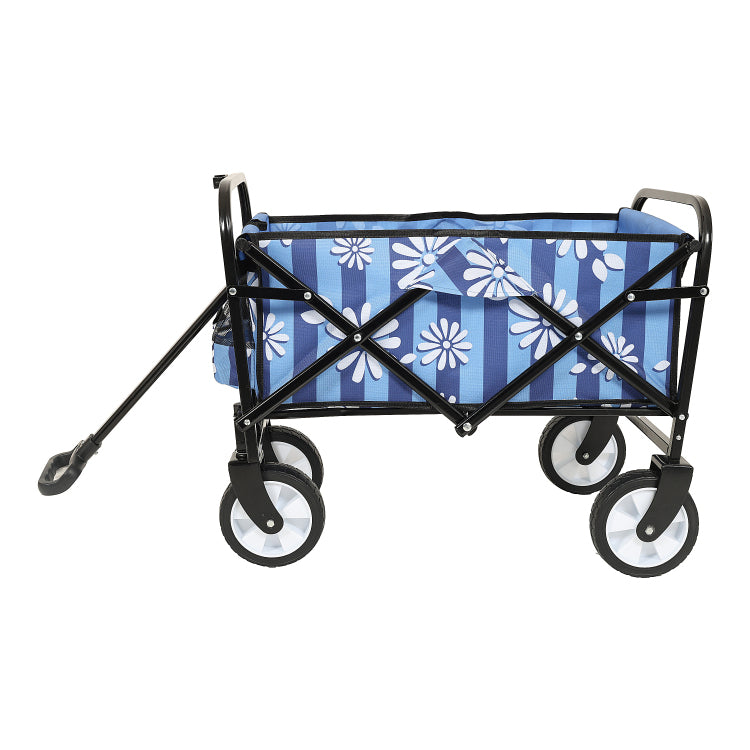Minimeetall Colorful Collapsible Foldable Wagon Cart With Strapping System, Beach Wagon ,Utility Wagon Grocery Cart Camping Shopping Sports Gardeing Fishing Supports 225Lbs,Blue Vertical