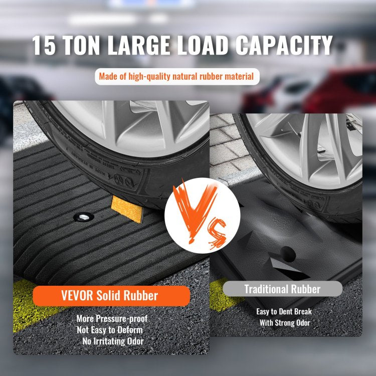 Upgraded Rubber Threshold Ramp, 3" Rise Door Ramp With 1 Channel, Natural Rubber Car Ramp With Non Slip Textured Surface, 33069 Lbs Load Capacity Curb Ramp For Wheelchair And Scooter