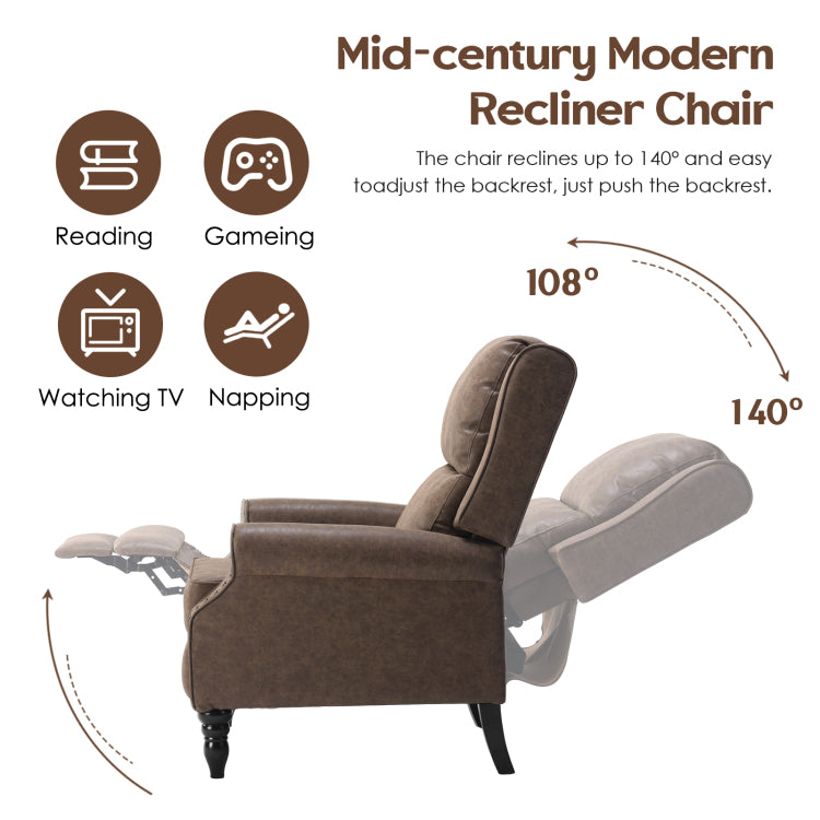 Faux Leather Pushback Recliner Chair For Living Room Bedroom Rv