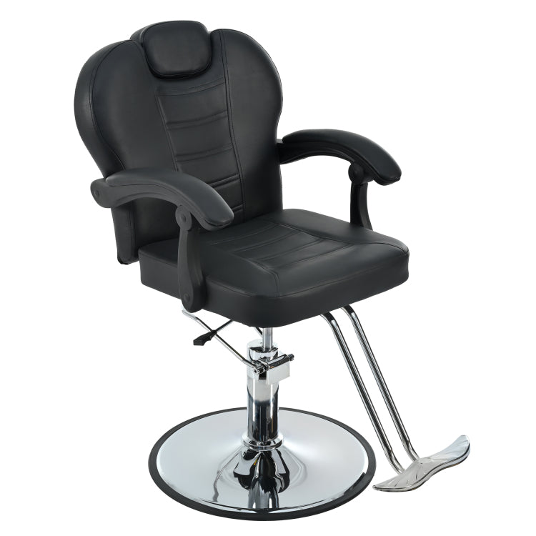 Classic Reclining Barber Chair Salon Chair For Hair Stylist With Heavy Duty Hydraulic Pump, 360 Rotation, Tattoo Chair Shampoo Beauty Salon Equipment, Max Load Weight 330 Lbs, Black