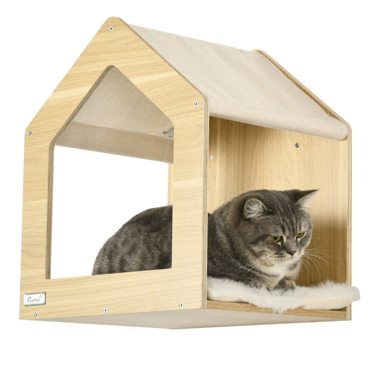 Pawhut Unique Cat Tree Made From Cat Shelves With 10 Levels For More Height, Wall Mounted Cat Tree Climbing Playground With Cat Hammocks, Modern Cat Tree