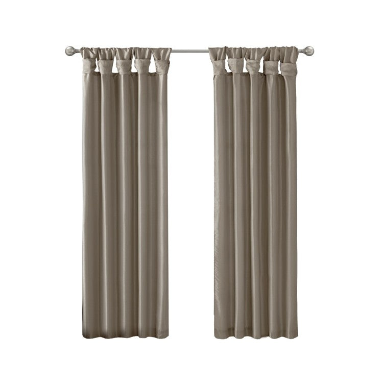 Twist Tab Lined Window Curtain Panel Pewter 50X108"