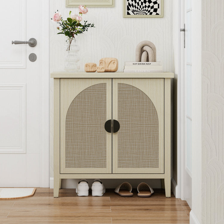 Rattan 2 Door Cabinet, Suitable For Bedroom, Living Room, Study