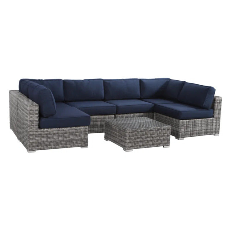 All Weather Wicker 6 Person Outdoor Sofa Set With Premium Cushions Ready To Use