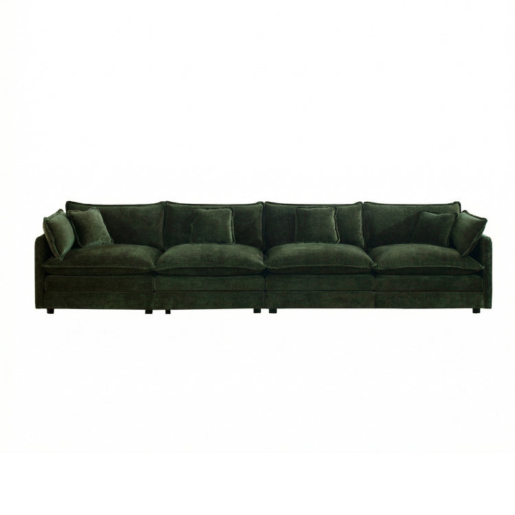 Free Combination Modular Sofa Free,4 Seater Sofa Comfy Chenille Fabric,Sectional Sofa Couch,Green Chenille