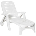 Outsunny Outdoor Chaise Lounge, 5 Level Adjustable Backrest Lounge Chair With Wheels, Folding Tanning Chair For Pool, Beach, Patio, Garden, White