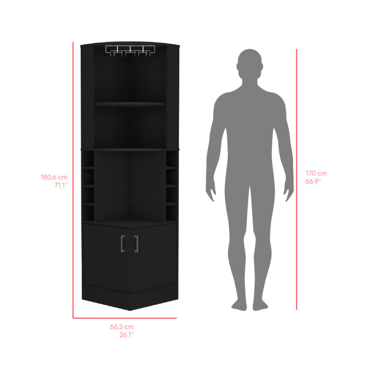 Corner Bar Cabinet Atanasio, Living Room, Black