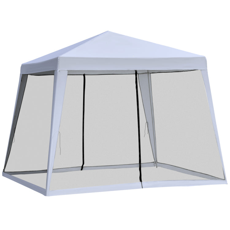 Outsunny 10'X10' Outdoor Canopy Tent, Slant Leg Sun Shelter With Mesh Sidewalls, Patio Tents For Parties, Grey