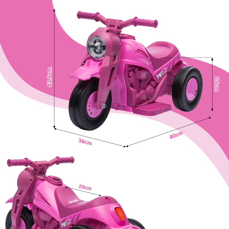 Qaba Ride On Bubble Car, 6V Kids Motorcycle, 3 Wheeled 2 Mph Electric Motorbike For Toddler With Led Headlight, Music, Forward & Reserve, Pink
