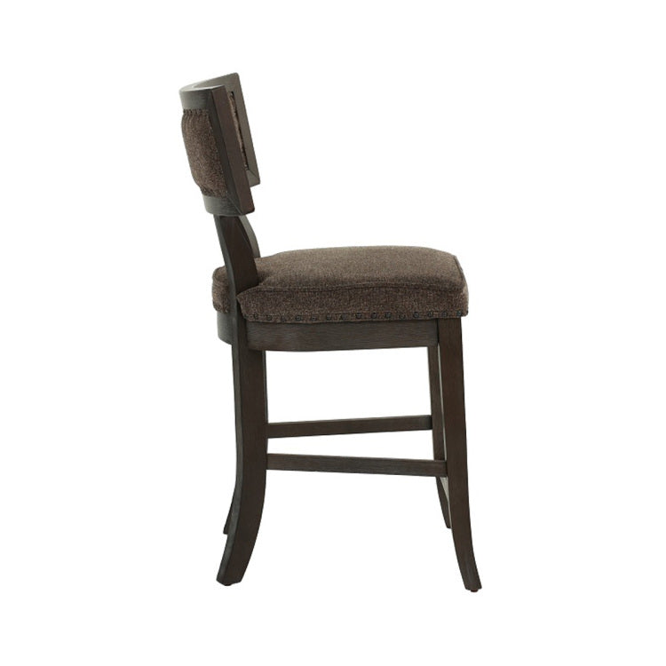 Set Of 2 Dining High Chairs With Fabric Upholstery Cushion, Espresso