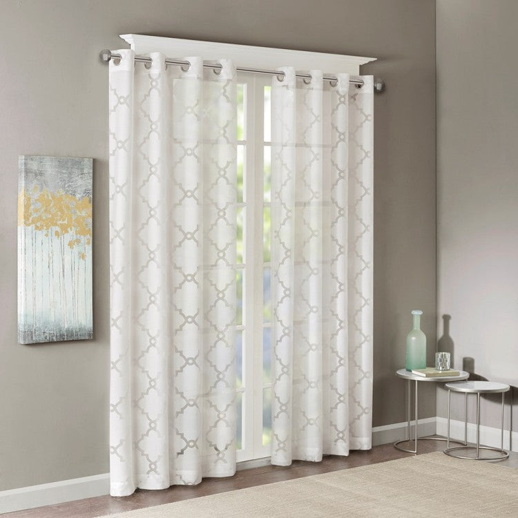Fretwork Burnout Sheer Curtain Panel Only 1 Pc Panel