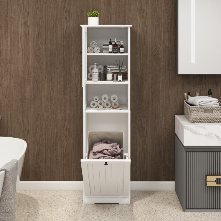 One Compartment One Door Tilt Out Laundry Sorter Cabinet White