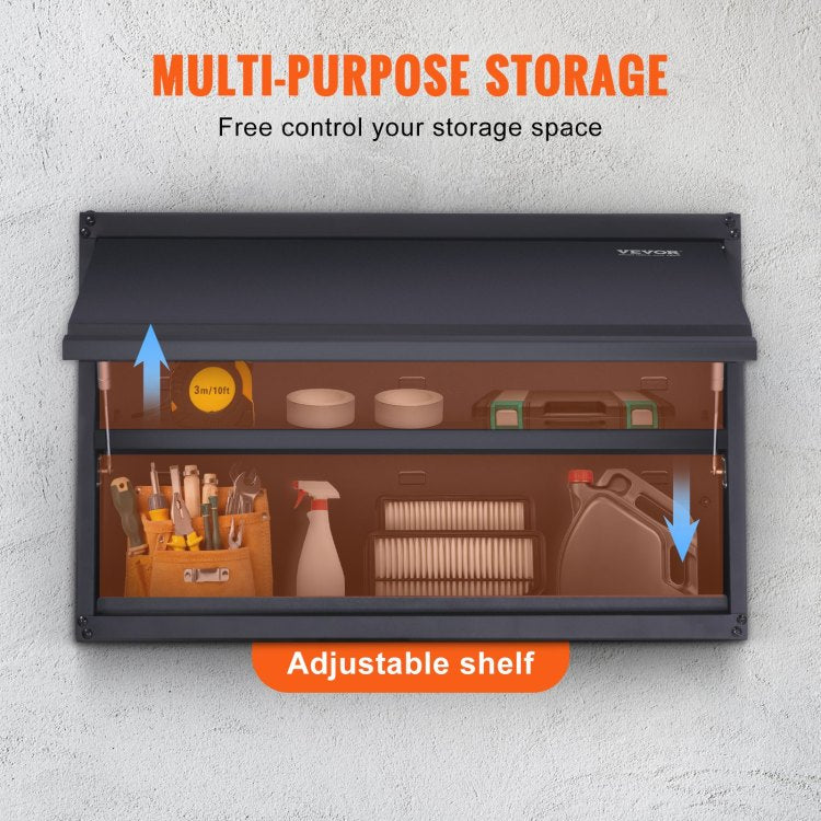 Metal Storage Cabinet, 120Lbs Load Capacity Per Shelf, 20'' Tall Wall Mounted Powder Coating Steel Garage Cabinet With Adjustable Shelf, Press To Lock & Open Door, Perfect For Office Home Garage