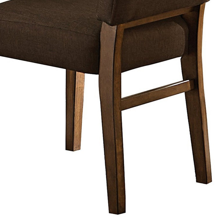 Wood & Fabric Dining Side Chair With Comfortable Padding, Set Of 2