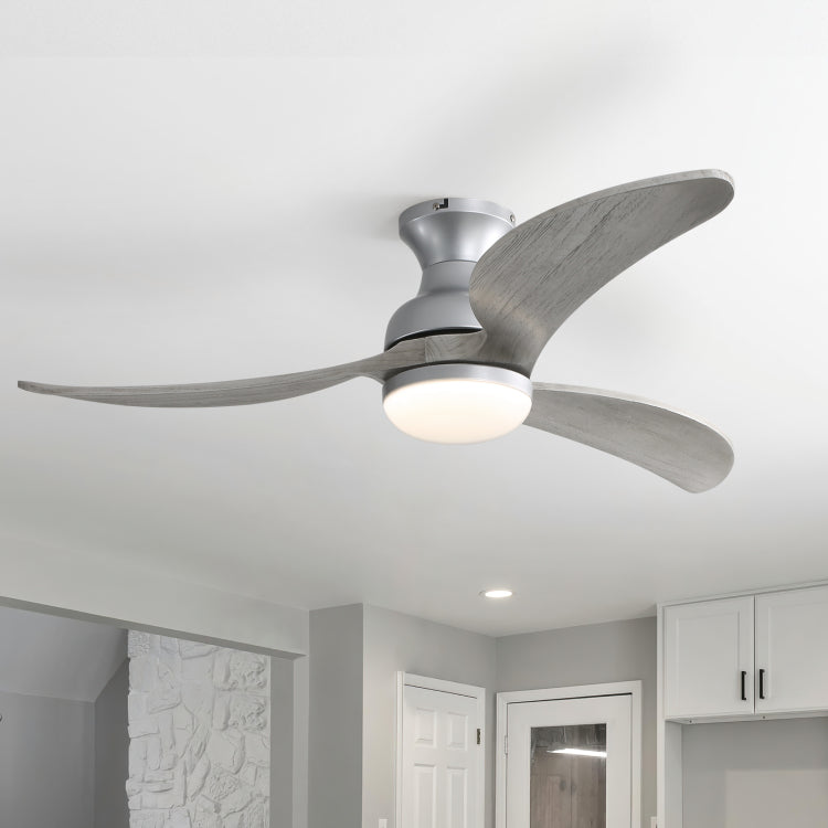 52 Inch Modern With 3 Color Dimmable Solid Wood Blades Remote Control Reversible Dc Motor For Bedroom