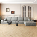 135" Cloud Sectional Couch With L Shape Chaise,Modern Modular Sofa With Deep Seat, Upholstered Couches For Living Room Bedroom,No Assembly Required,Grey Plush Corduroy Fabric
