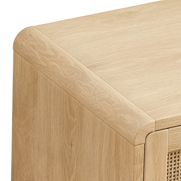 51.18'' Arc Shaped Corner Rattan Cabinet, 6 Drawers Rattan Storage Cabinet Rattan Drawer, For Living Room Bedroom,And Kitchen, Natural