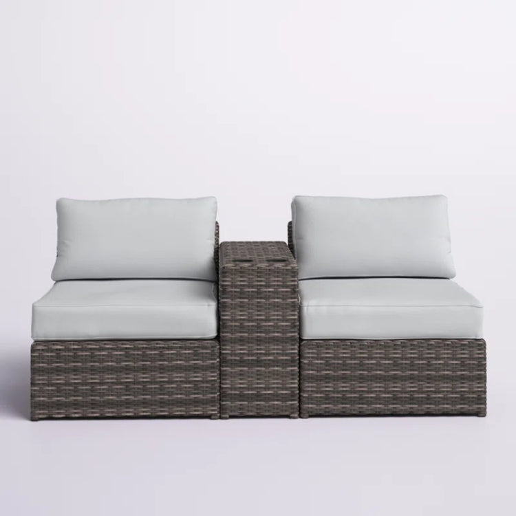 Fully Assembled 2 Person Wicker Seating Set With Cushions