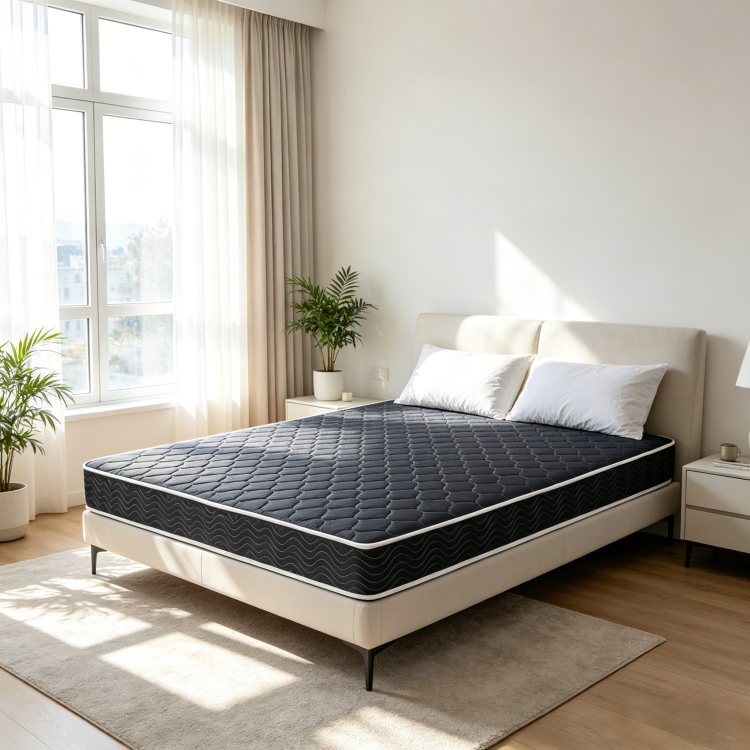 6 Inch Waterproof High Density Foam Mattress With Navy Blue Diamond Quilted Fabric. Quilting Ensures Both Style And Airflow For Cool Sleep.Twin Size