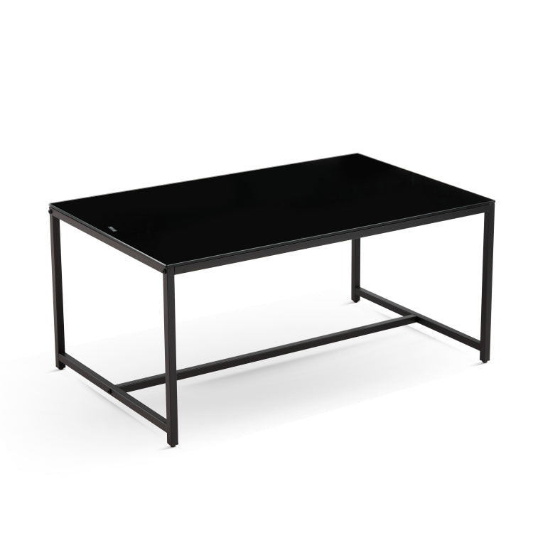 Black Glass Coffeetable, Small Tea Table, Glass With Metal Legs Sofa Table