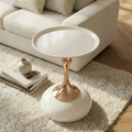 Small Round Side Table For Small Space ,Cocktail Table,Living Room Small Coffee Table, White End Table