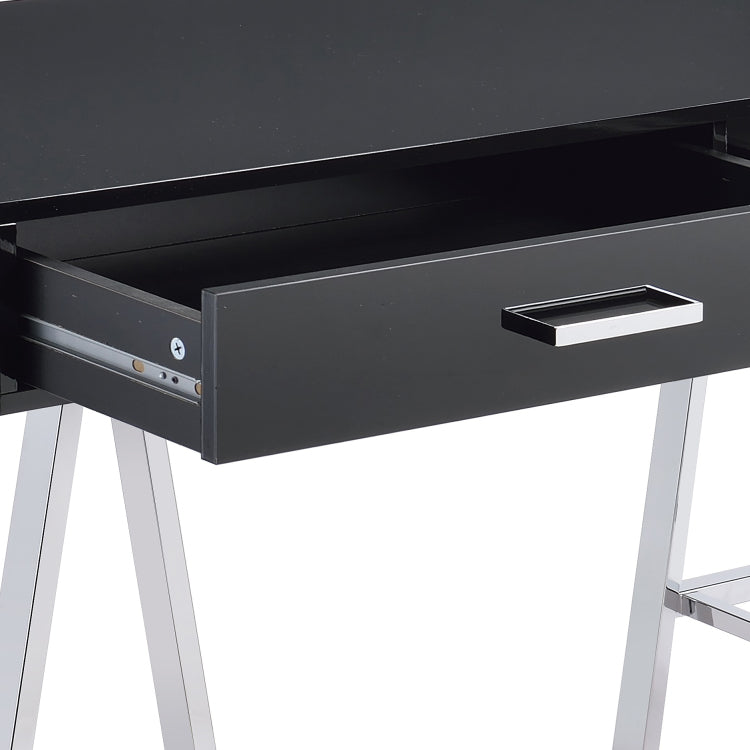 Black High Gloss And Chrome Writing Desk With Usb Port