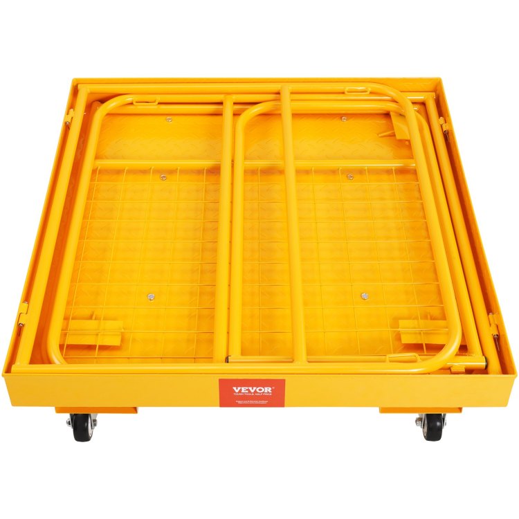 Forklift Safety Cage, 1200 Lbs Load Capacity, 36 X 36 Inches Folding Forklift Work Platform With Lockable Swivel Wheels, Drain Hole & Device Chain, Holds 1 To 2 Adults, Perfect For Aerial Work