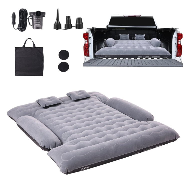 Truck Bed Air Mattress, For 6 6.5 Ft Full Size Truck Beds, Inflatable Air Mattress Camping Bed With 12V Air Pump 2 Pillows, Carry Bag, For Chevrolet Silverado, Dodge Ram, Ford 150 250 350