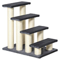Pawhut Cat Tree With 4 Steps For High Beds Couch, Cute Stair Shaped Cat Tree For Indoor Cats Or Dogs W Sisal Scratching Post, Climbing, Playing, Gray