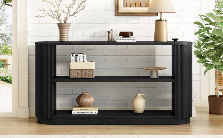 Mirod Modern Entryway Console Table Slim Sofa Table With Open Shelf & Elegant Wood Grain, Multi Functional Hallway Table For Living Room