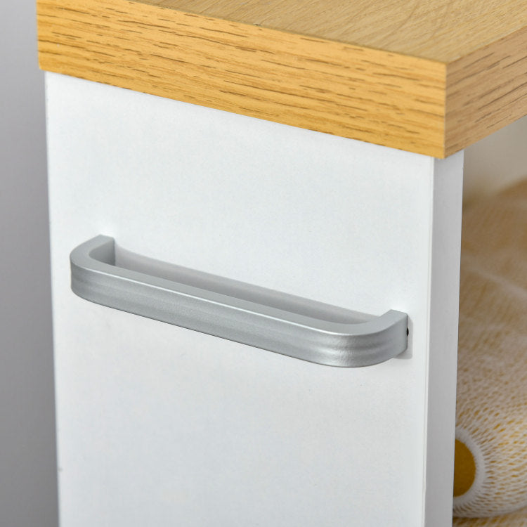 Kleankin Slim Bathroom Cabinet With Wheels Storage Organizer, White