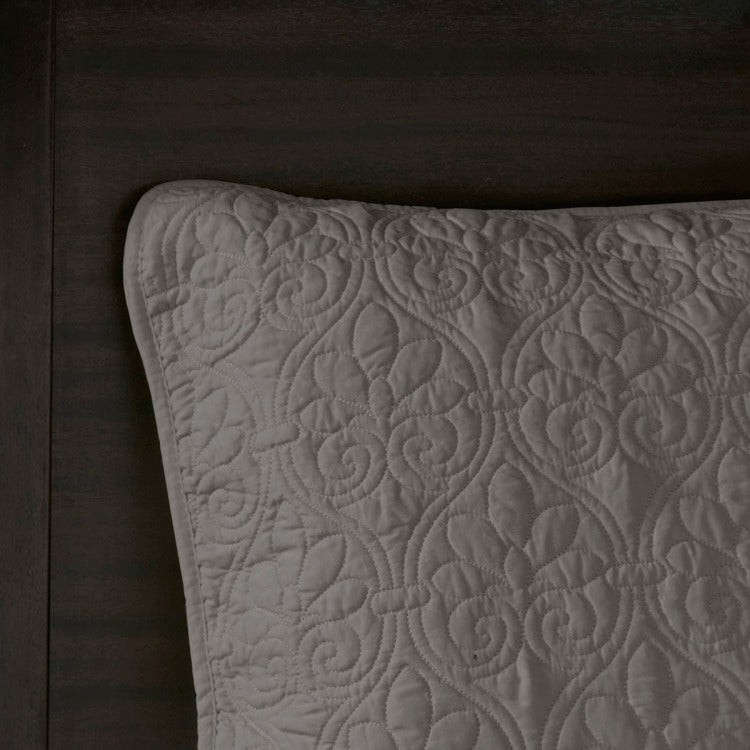 Reversible Bedspread Set Dark Grey Queen