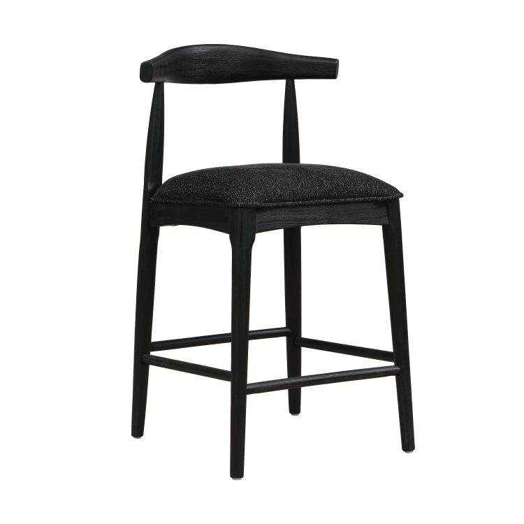 Counter Stool In Black Fabric Set Of 2