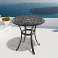 26.77 Inch Cast Aluminum Patio Dining Table With Black Frame And Umbrella Hole