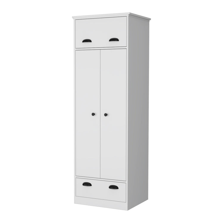 Linch Armoire With Hinged Drawer, Double Door Cabinet And 1 Drawer