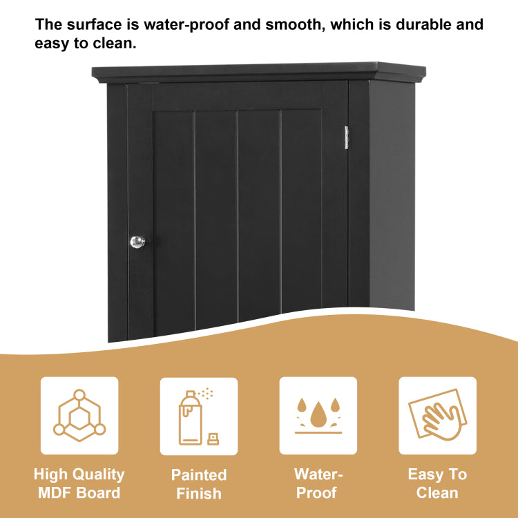 Tall Bathroom Storage Cabinet, Freestanding Storage Cabinet With Drawer And Adjustable Shelf, Mdf Board With Painted Finish, Black Old Sku:Wf312727Aab