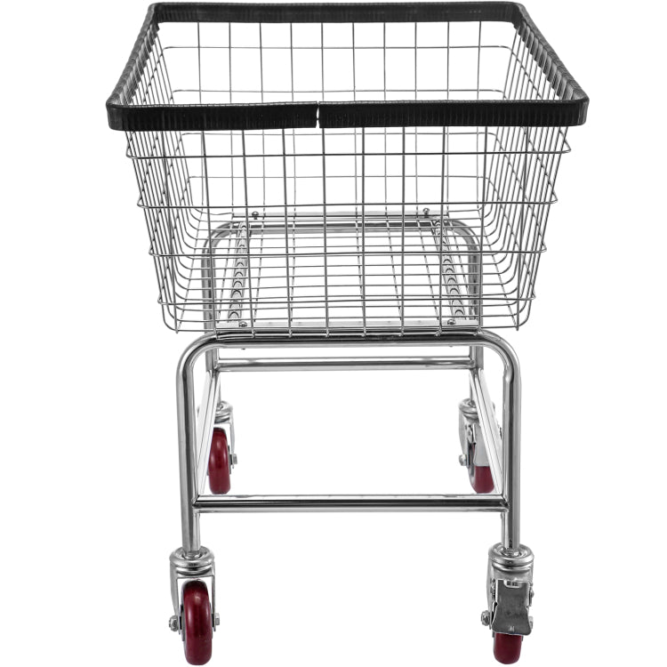 Wire Laundry Cart, 2.5 Bushel Wire Laundry Basket With Wheels, 21''X27''X27.5'' Commercial Wire Laundry Basket Cart, Steel Frame With Chrome Finish, 4Inch Casters, Wire Basket Cart For Laundry