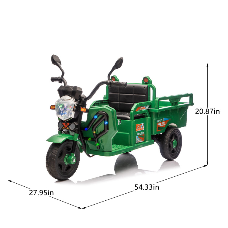 12V Kids Electric 3 Wheel Cargo Truck,2Wd,Anti Slip Wheels,Long Battery Life,Large Storage Space,Extra Wide Seat With Led Lights & Music,Stable Electric Trike For Toddlers,Recommended Age: 3 6
