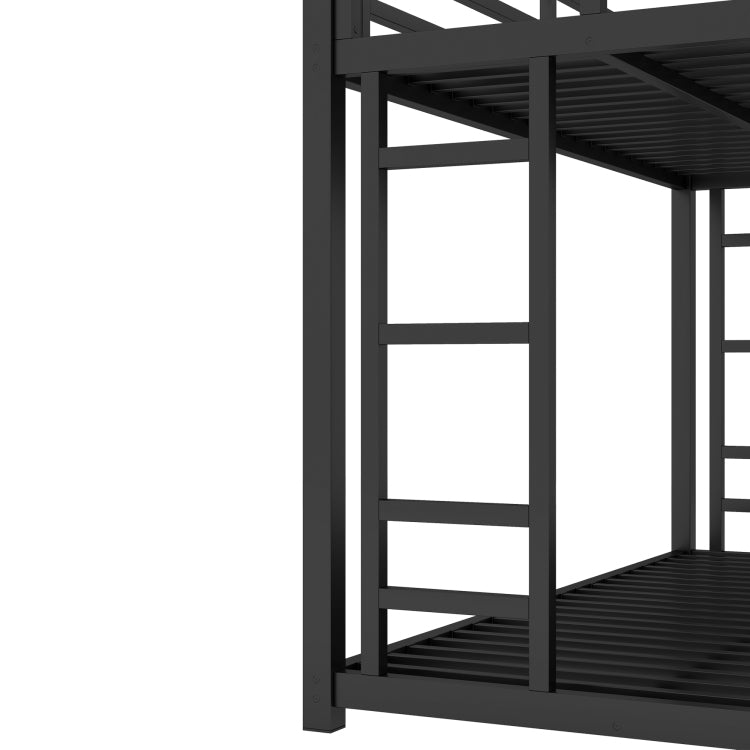 Metal Twin Xl Over Queen Bunk Bed For Teens And Adults,Noise Reduced No Box Spring Needed, Black